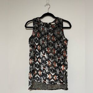 Meadow Rue Anthropologie Metallic Velvet Burnout Sleeveless Tank Top XS Art Deco